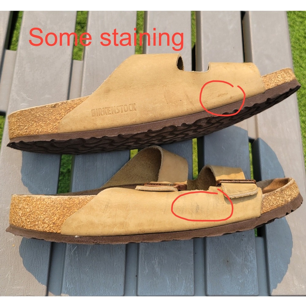 Birkenstock Arizona Two Strap Sandals Tan Brown Nubuck Suede Size M 9 W 11 EU 42 - Picture 4 of 11